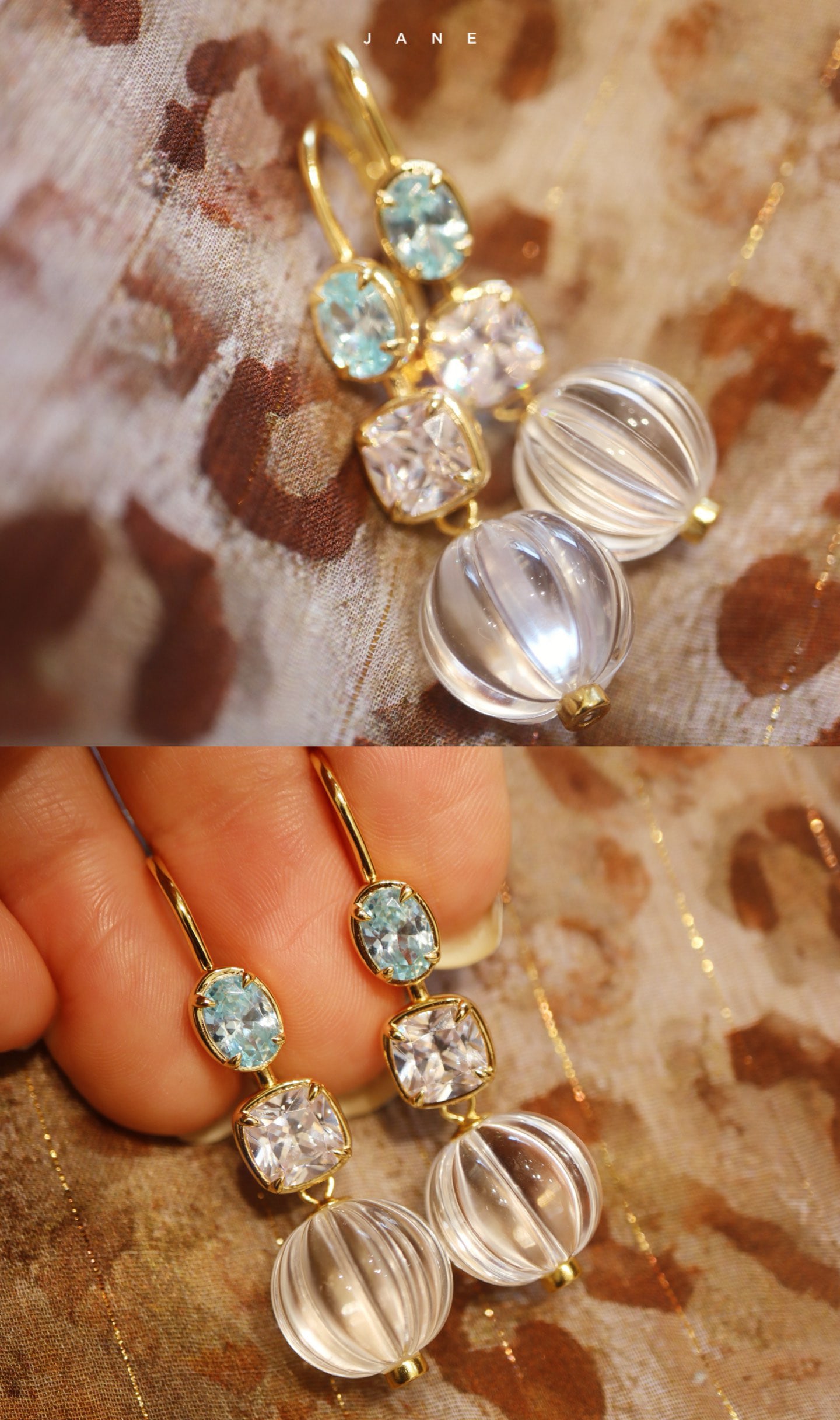 Sterling Silver Natural White Crystal Earrings - 2
