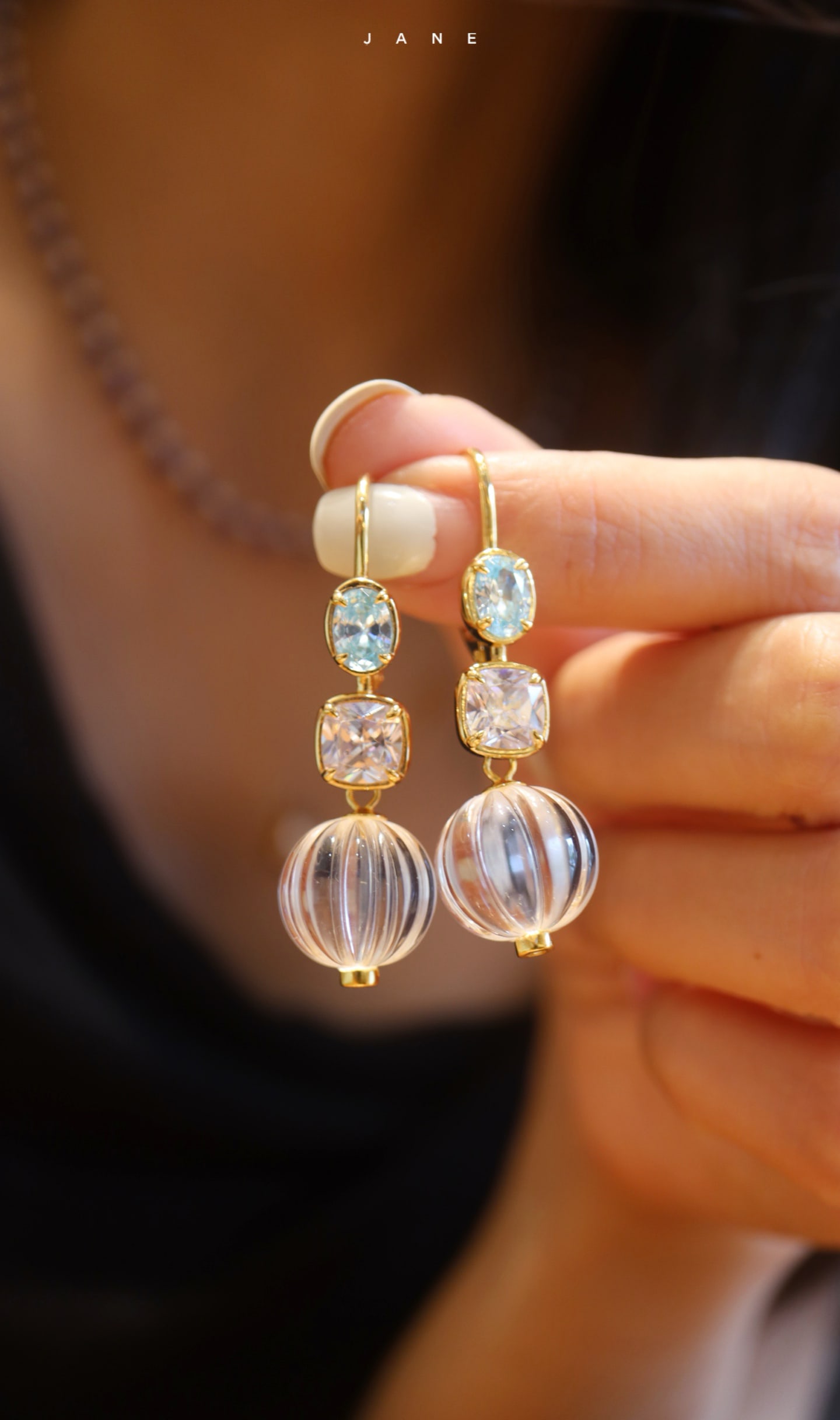Sterling Silver Natural White Crystal Earrings - 4