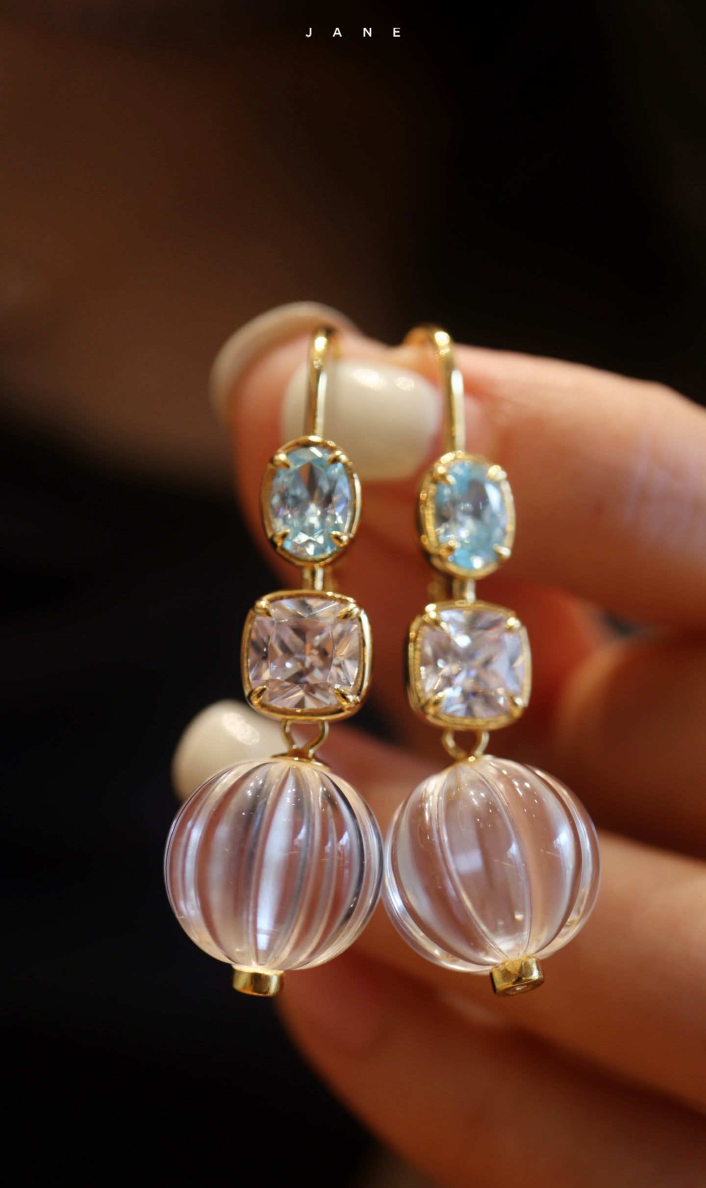 Sterling Silver Natural White Crystal Earrings - 5