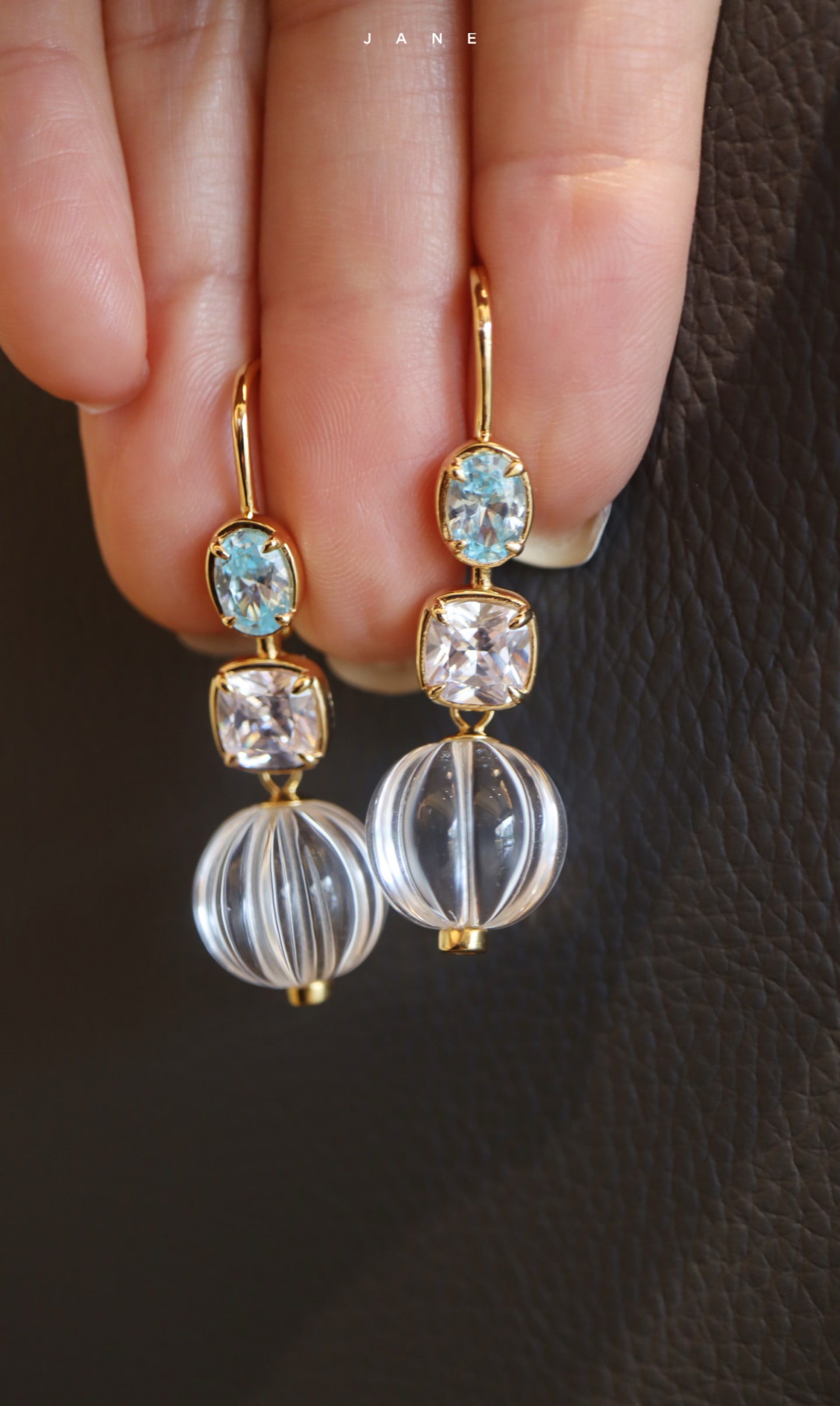 Sterling Silver Natural White Crystal Earrings - 6