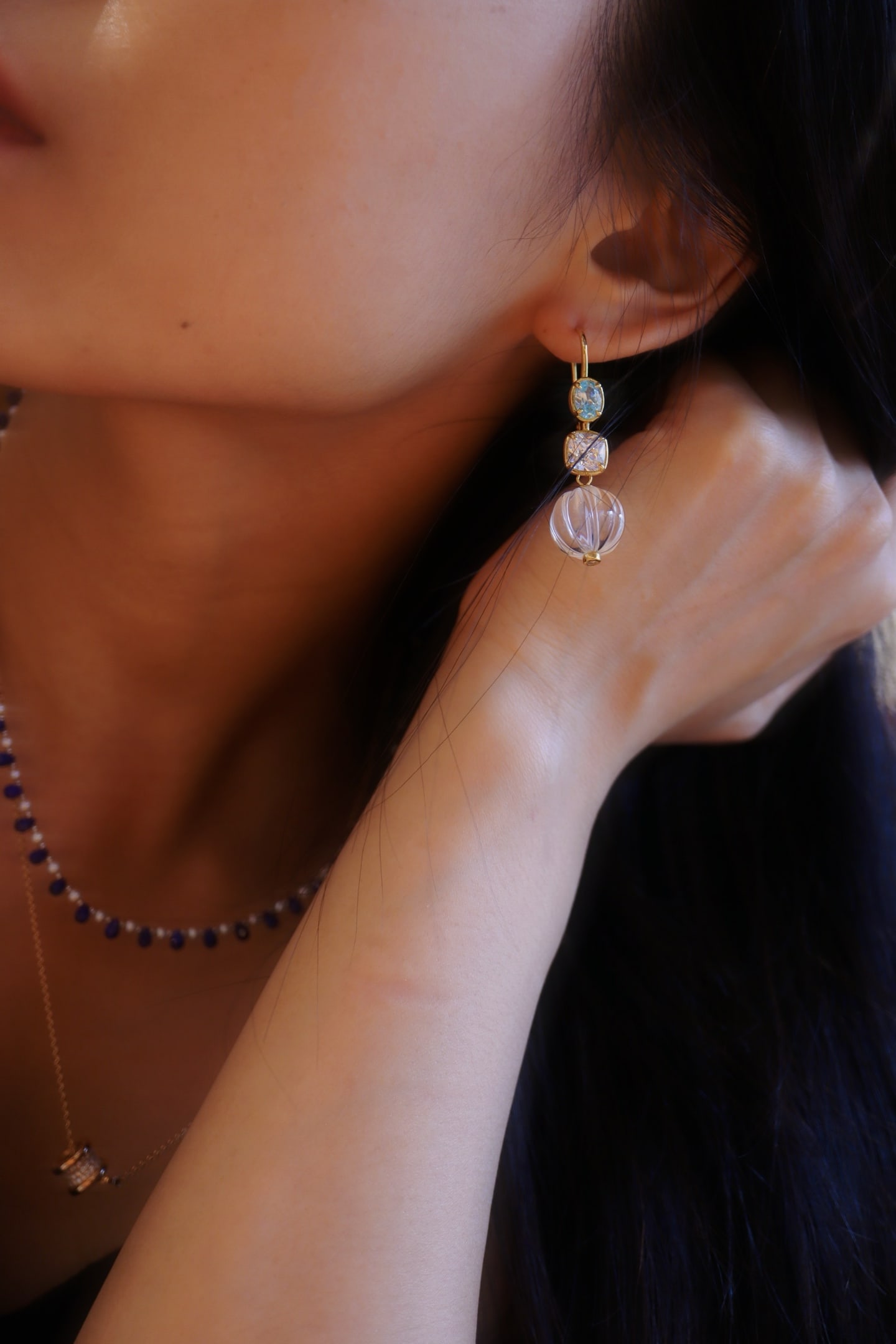 Sterling Silver Natural White Crystal Earrings - 8
