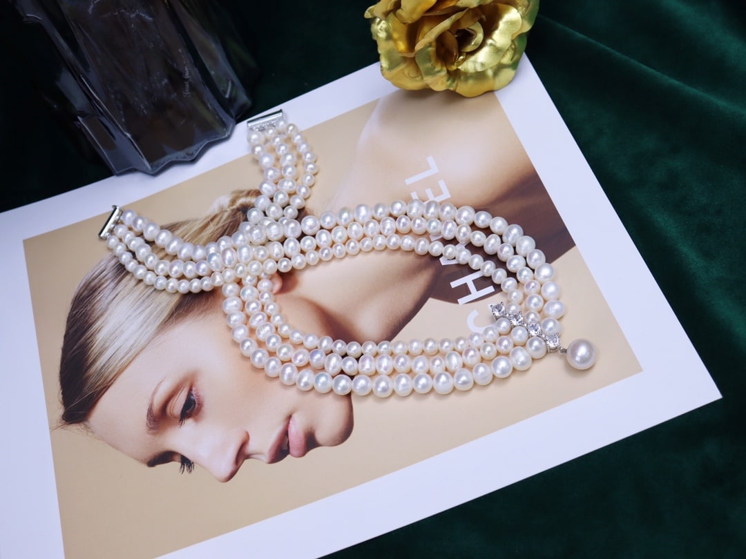 Natural White Pearl Multi-layer Necklace - 5