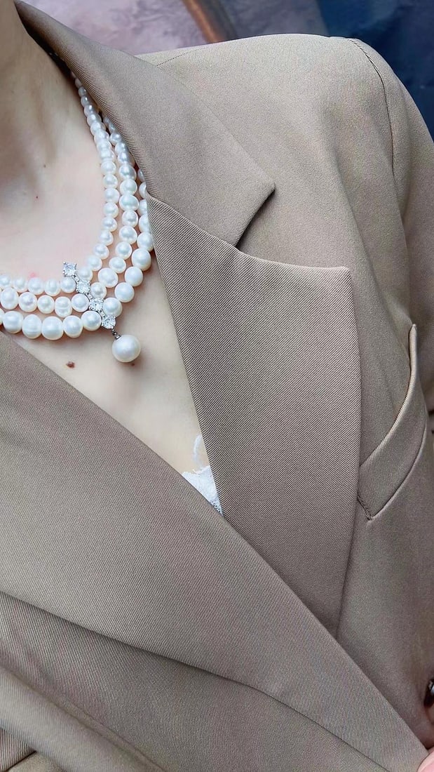 Natural White Pearl Multi-layer Necklace - 8