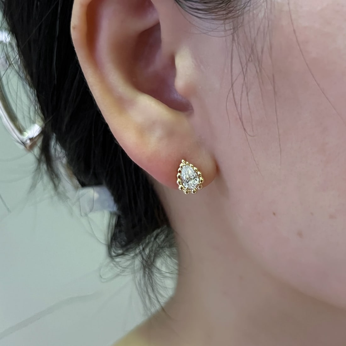 18K Gold Lab-Created Diamond Earrings - 2