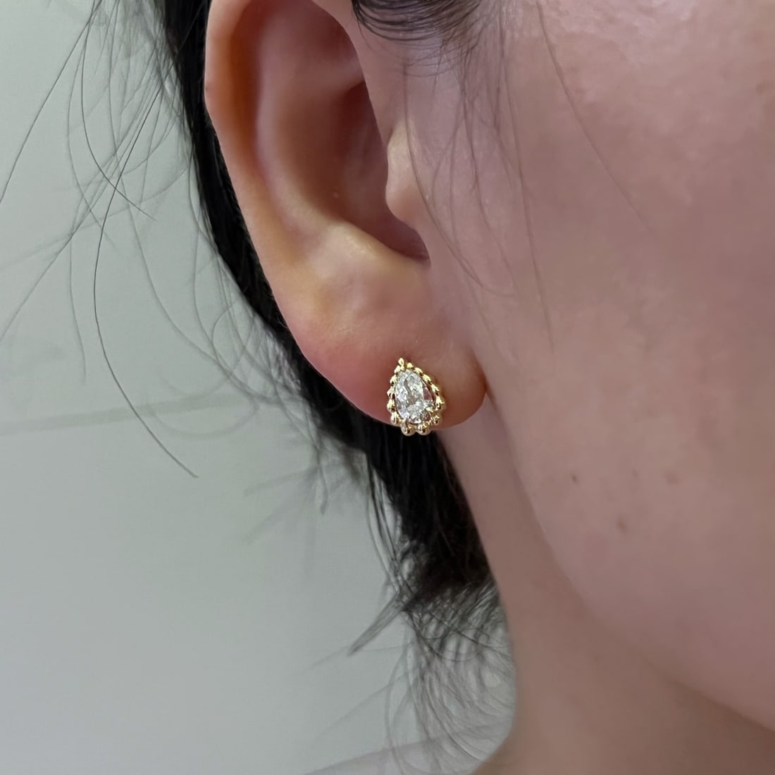 18K Gold Lab-Created Diamond Earrings - 4
