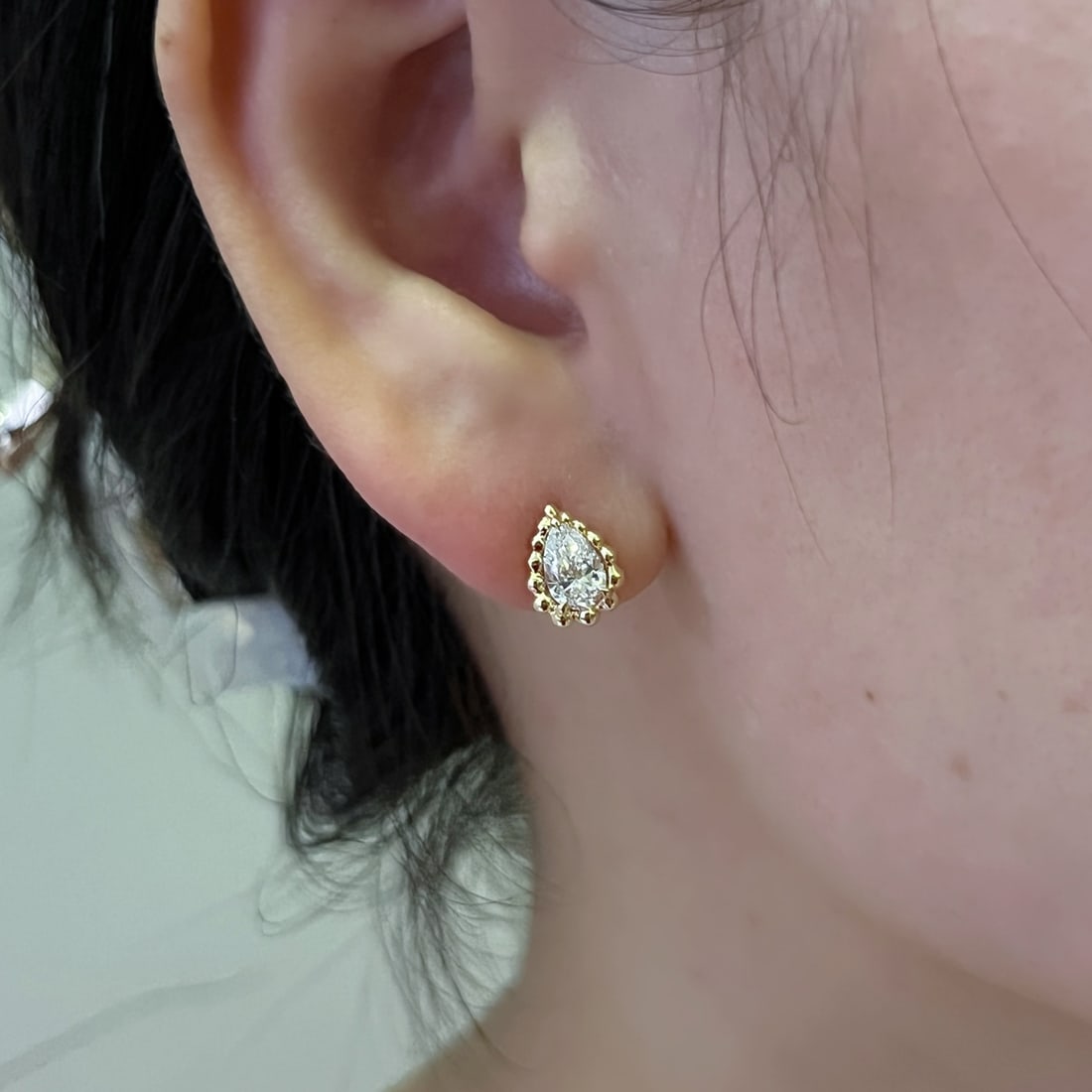 18K Gold Lab-Created Diamond Earrings - 6