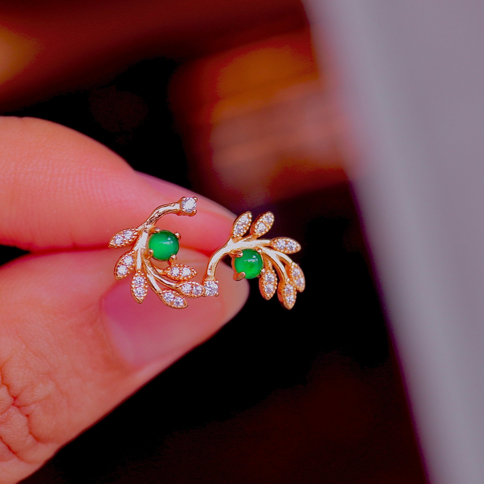 S925 Silver Natural Jade Earrings - 5