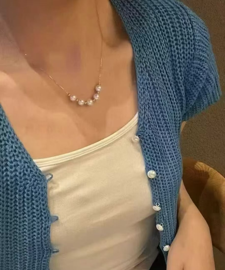 18K Gold Pearl Necklace - 5