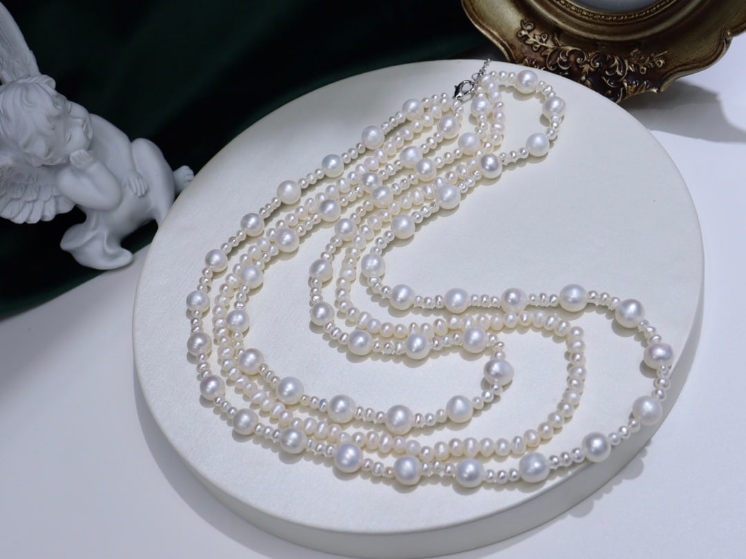 Natural Freshwater White Pearl Necklace - 3
