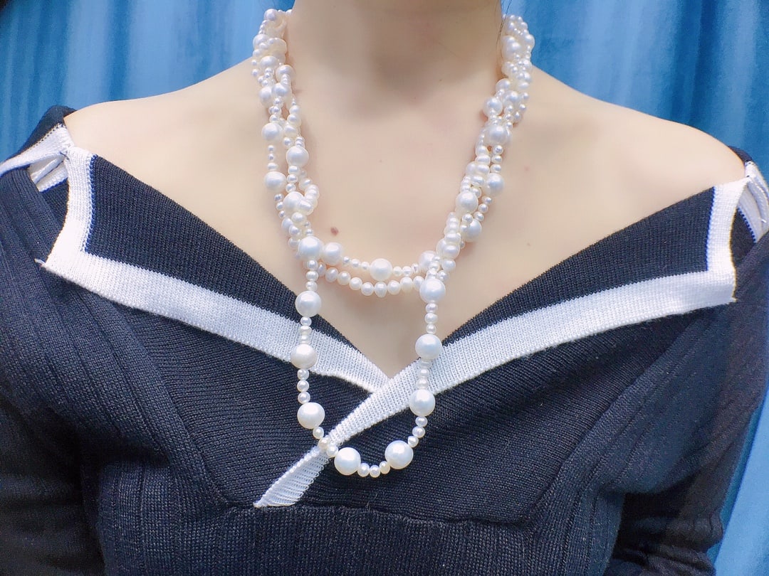 Natural Freshwater White Pearl Necklace - 6
