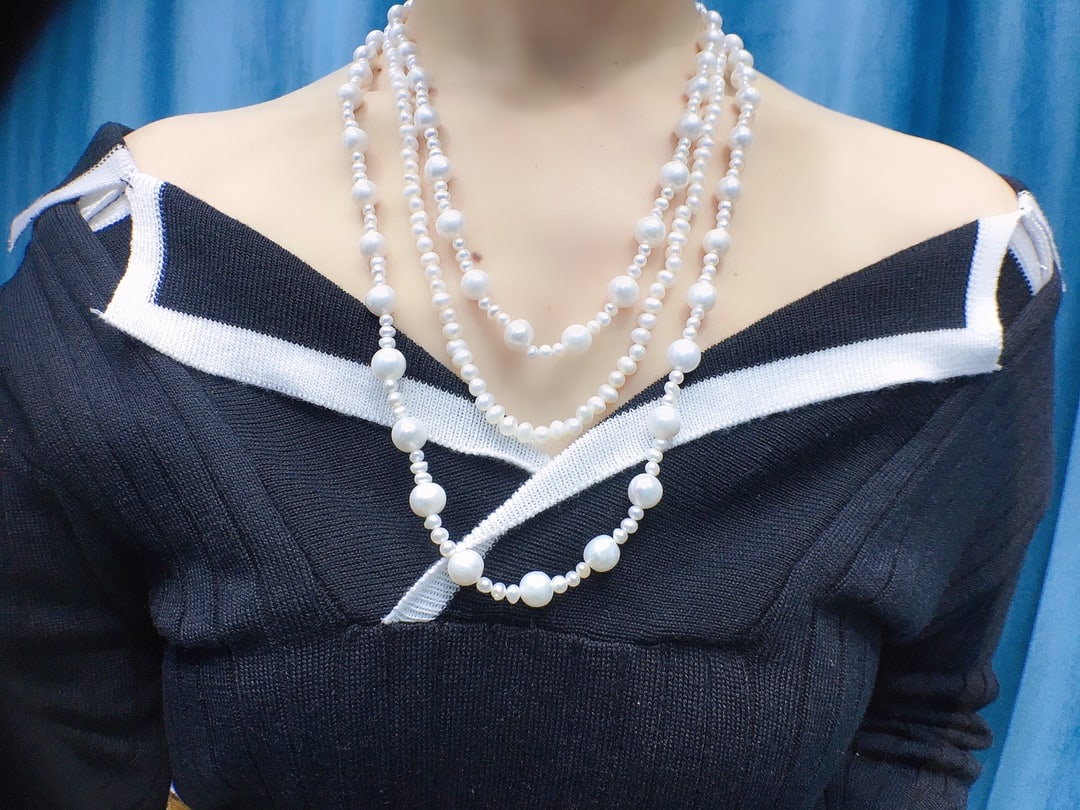 Natural Freshwater White Pearl Necklace - 7