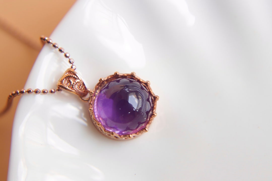 18K Gold Amethyst Pendant - 2