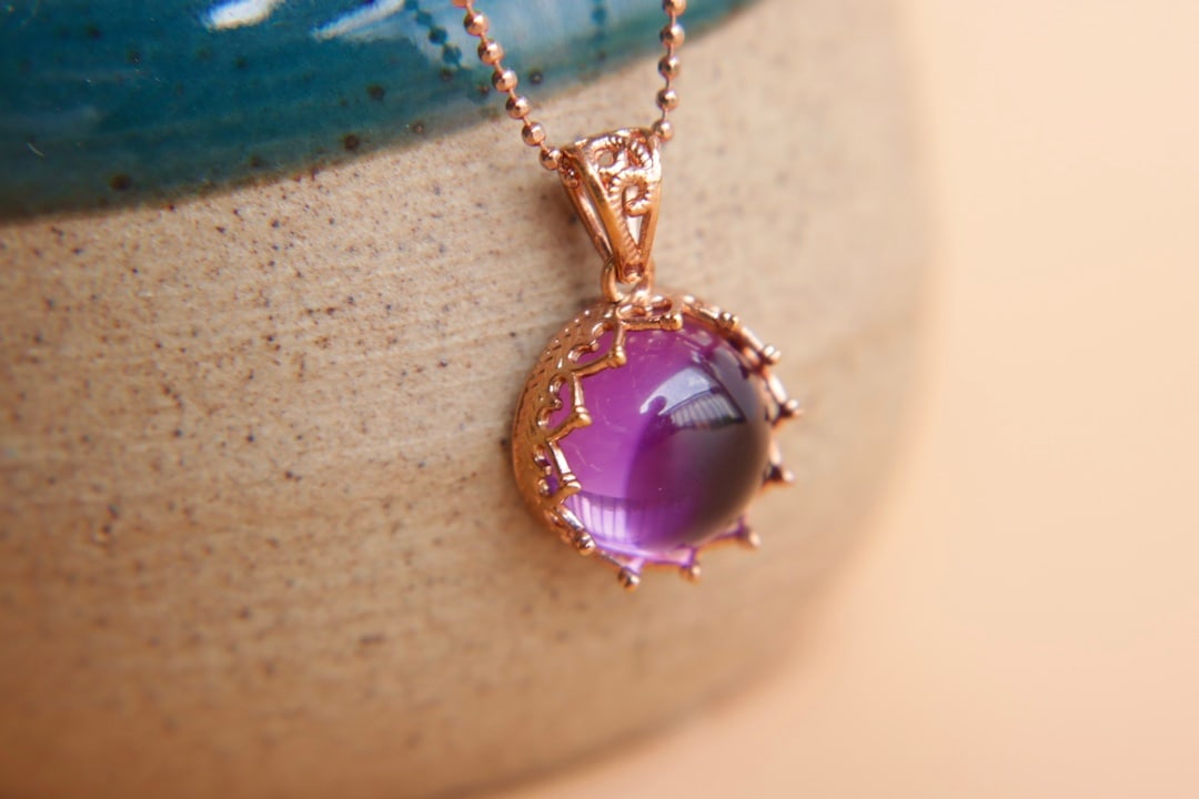 18K Gold Amethyst Pendant - 4