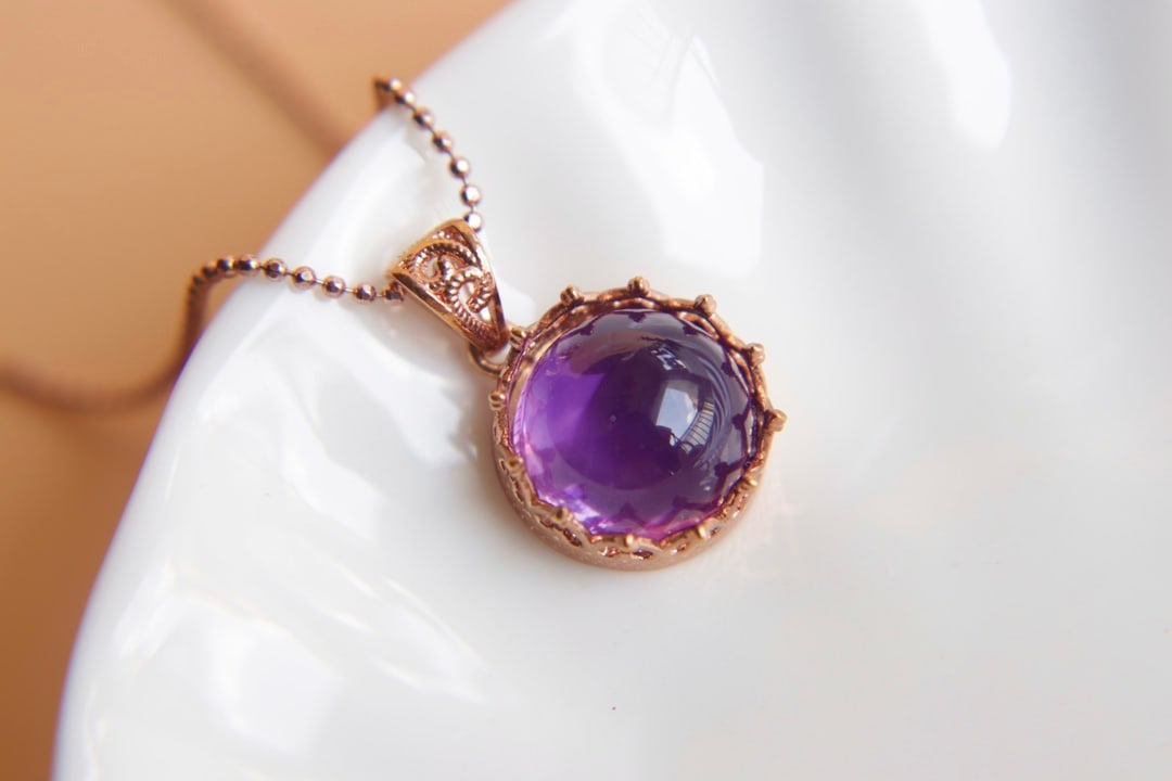 18K Gold Amethyst Pendant - 5
