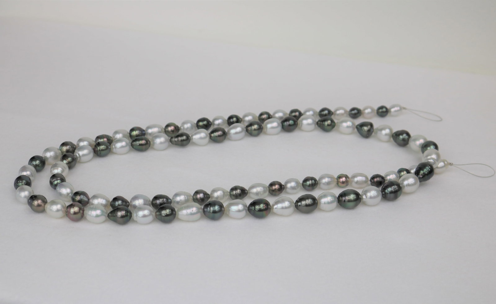 7-11mm Tahitian and SouthSea Multi Color Drop Baroque Long Necklace with 14k Clasp - 3