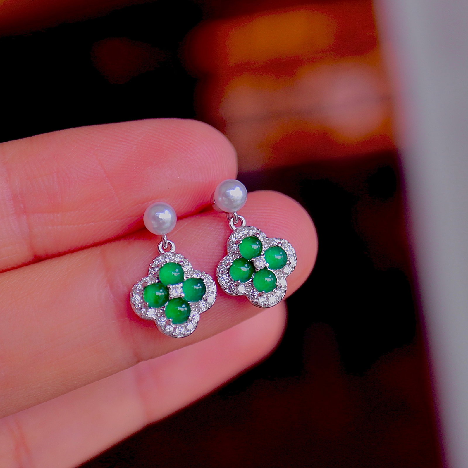 Natural Jade Earrings - 4