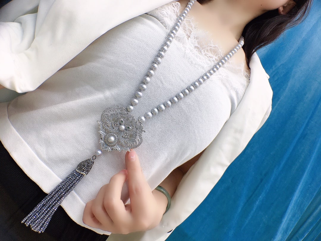 18K Gold Freshwater Pearl Sweater Necklace - 2