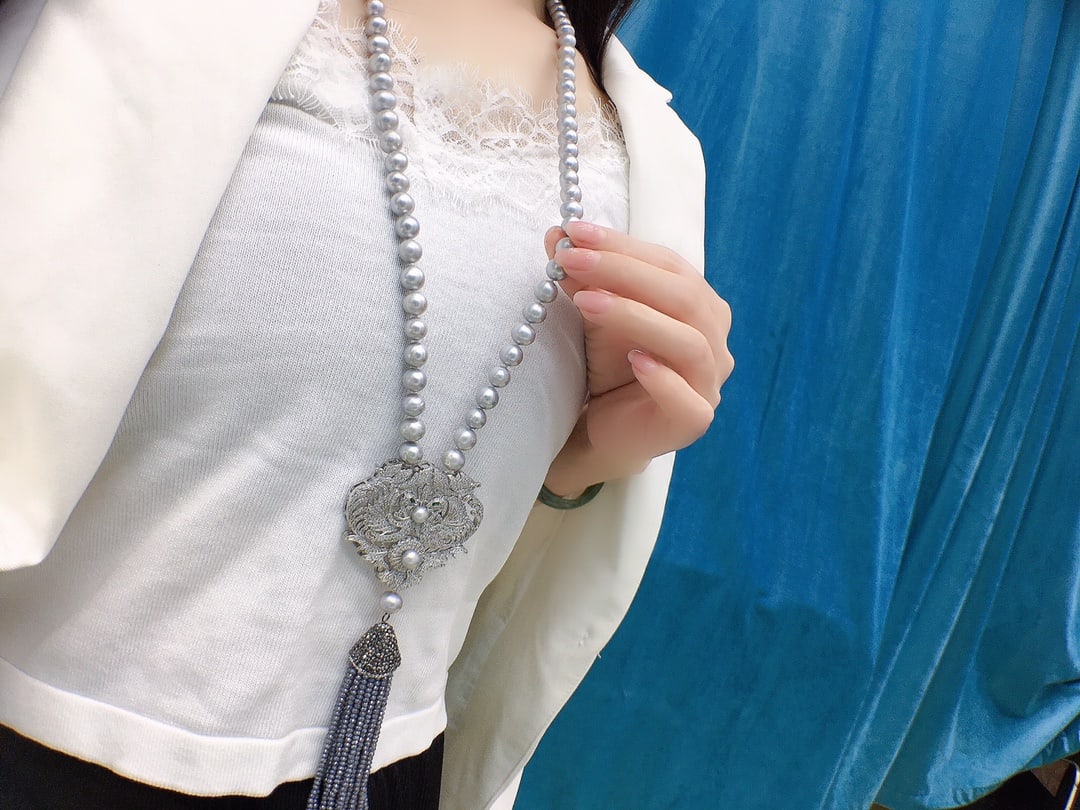 18K Gold Freshwater Pearl Sweater Necklace - 7