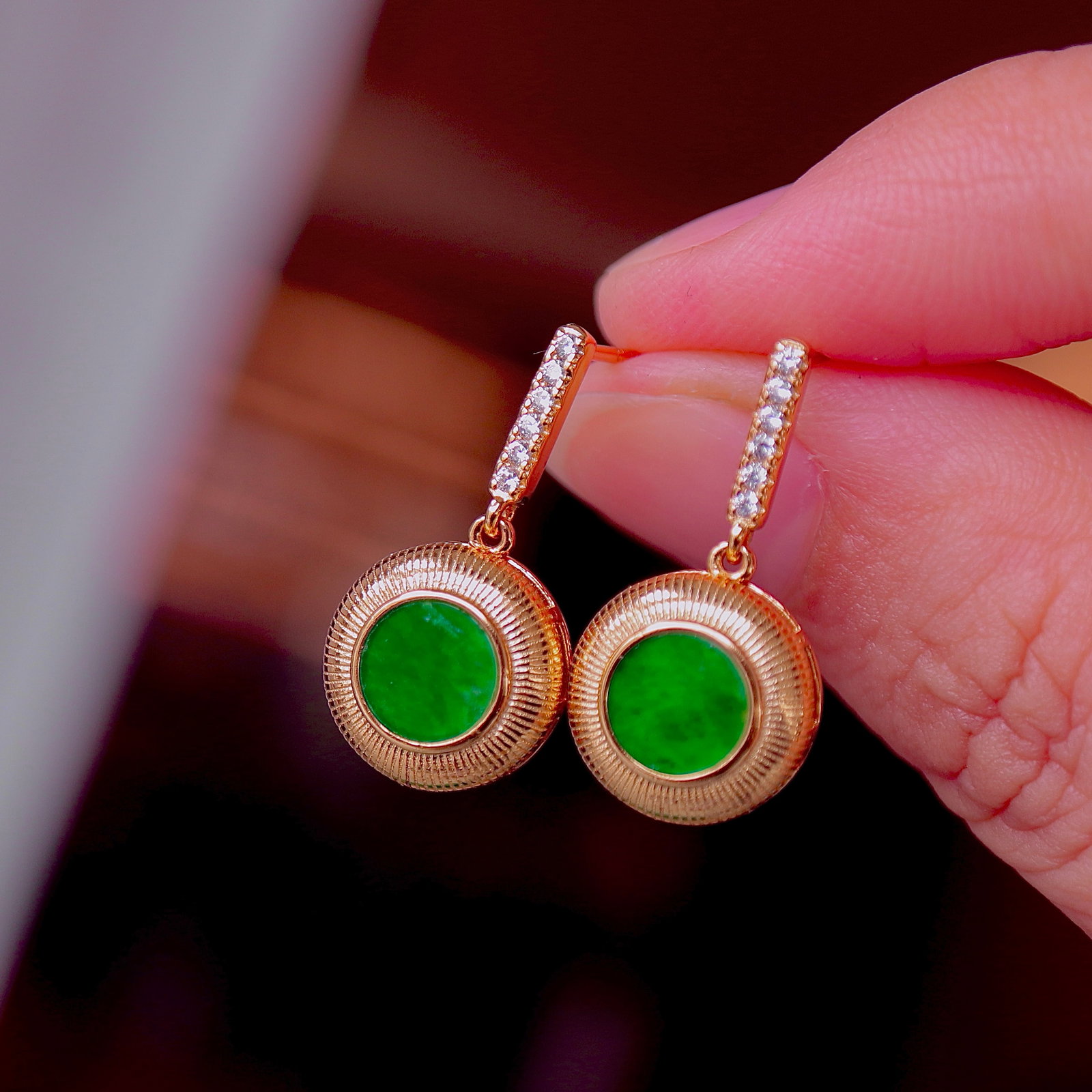 Natural Jadeite Stud Earrings - 3