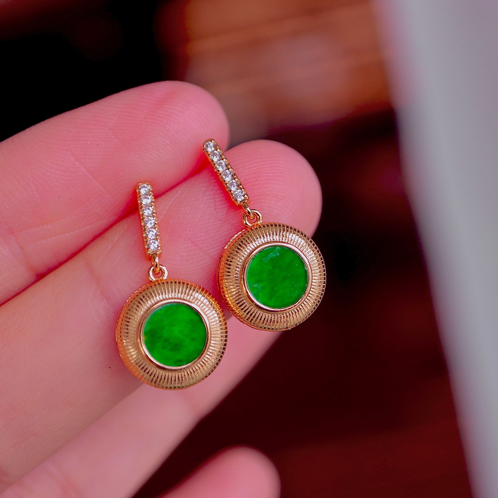 Natural Jadeite Stud Earrings - 4