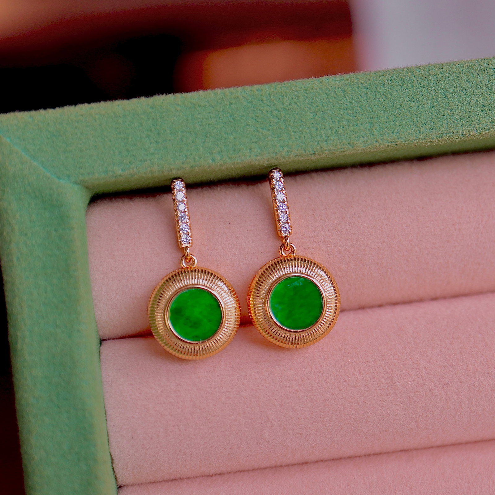 Natural Jadeite Stud Earrings - 5