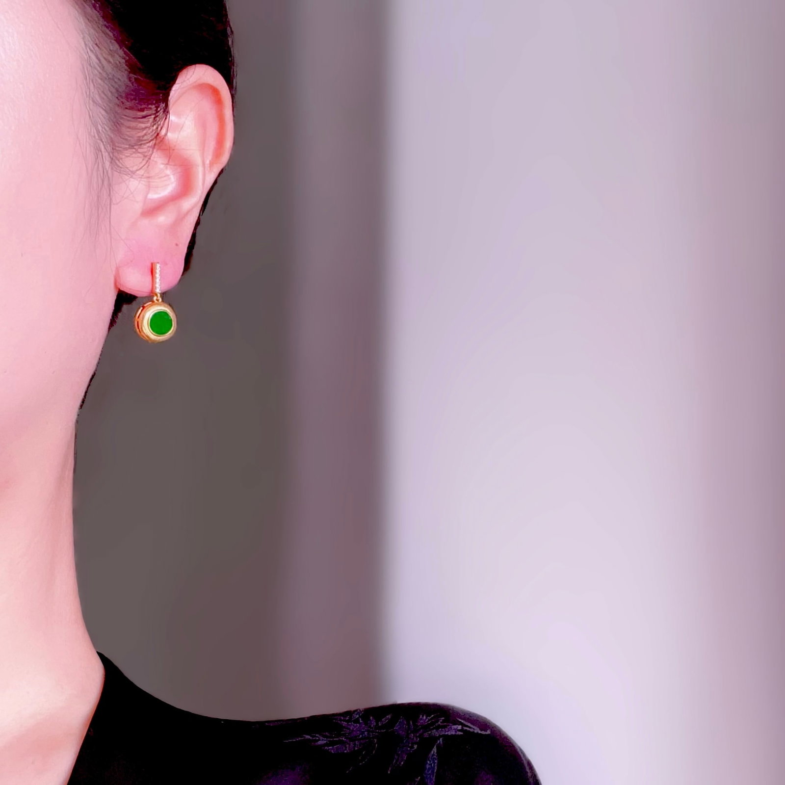 Natural Jadeite Stud Earrings - 7