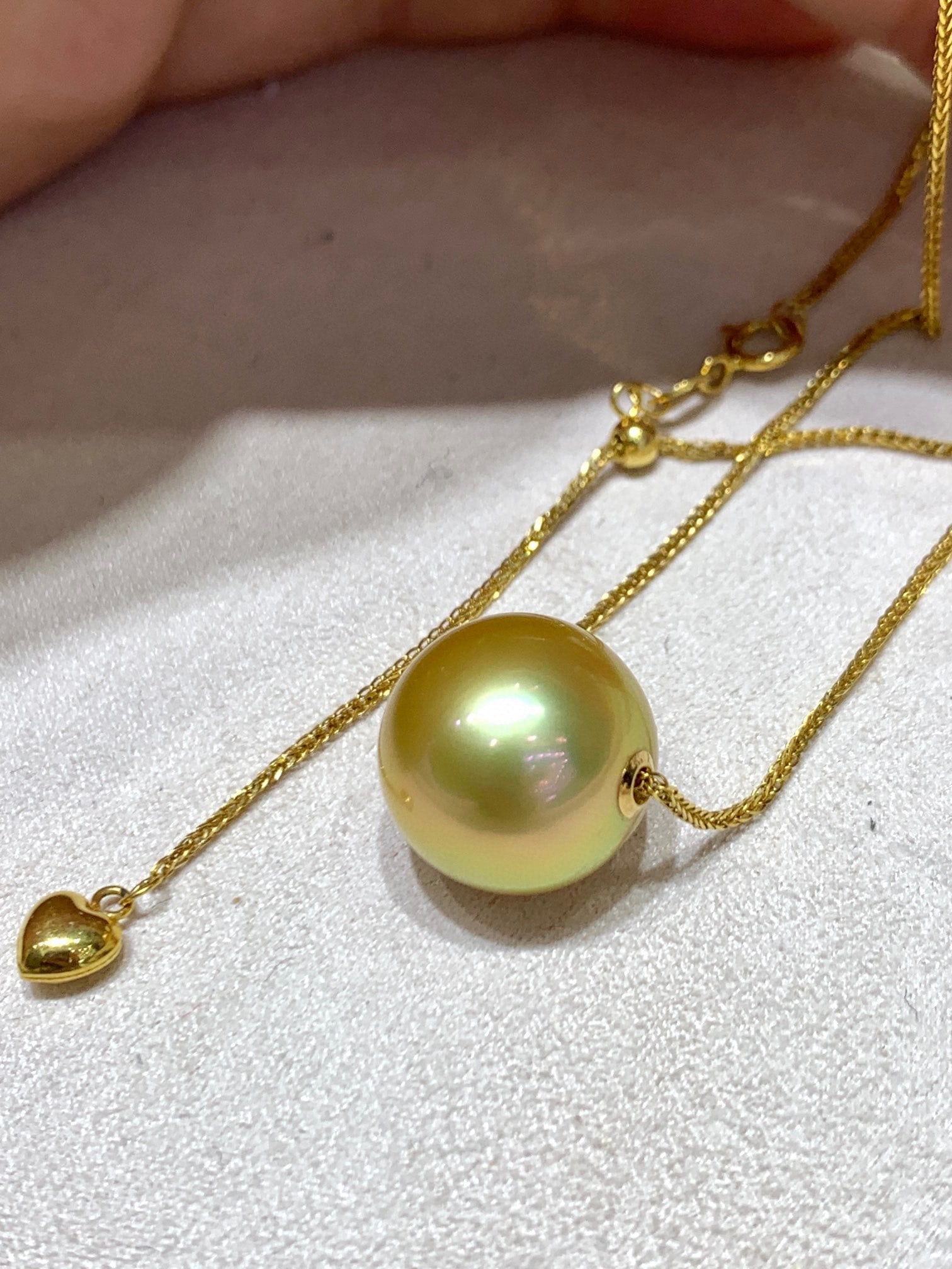 18K Gold Natural South Sea Golden Pearl Necklace - 5