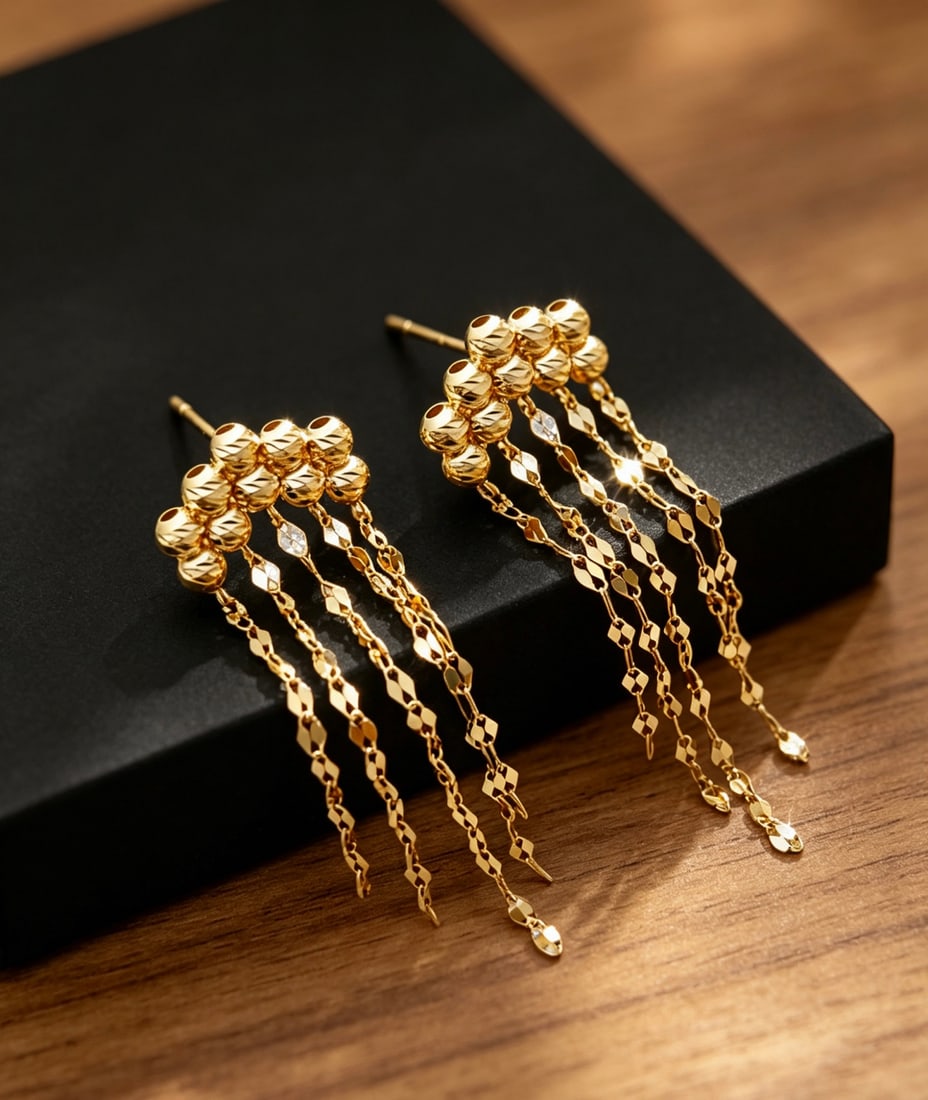 18K Gold White Moonlight Earrings - 2
