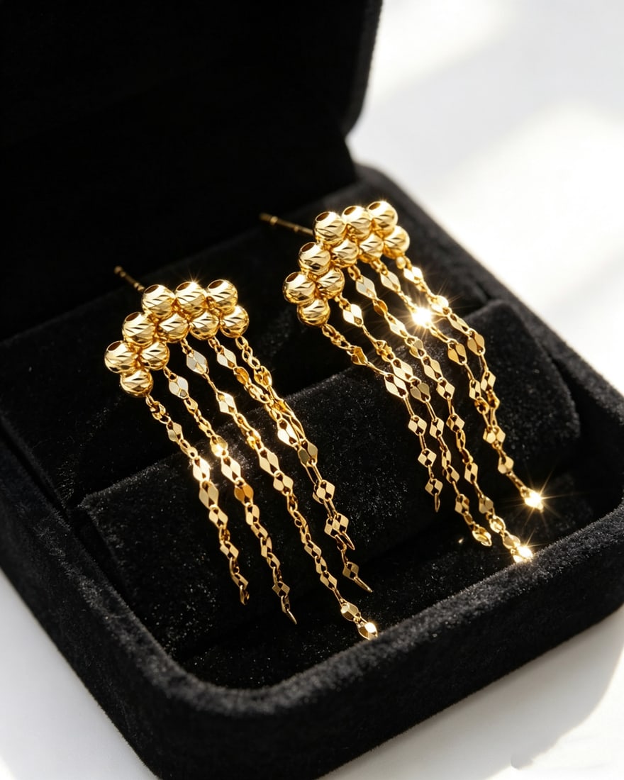 18K Gold White Moonlight Earrings - 3