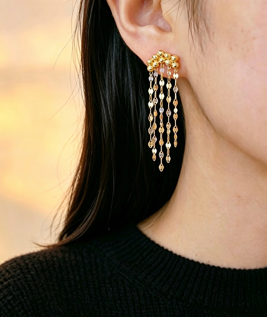 18K Gold White Moonlight Earrings - 4
