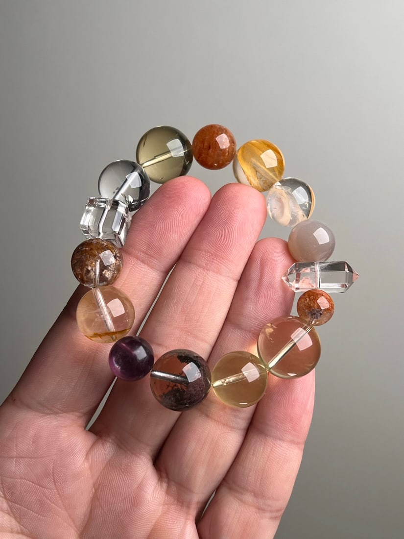 Natural Pink Phantom Multi-Gem Bracelet - 6