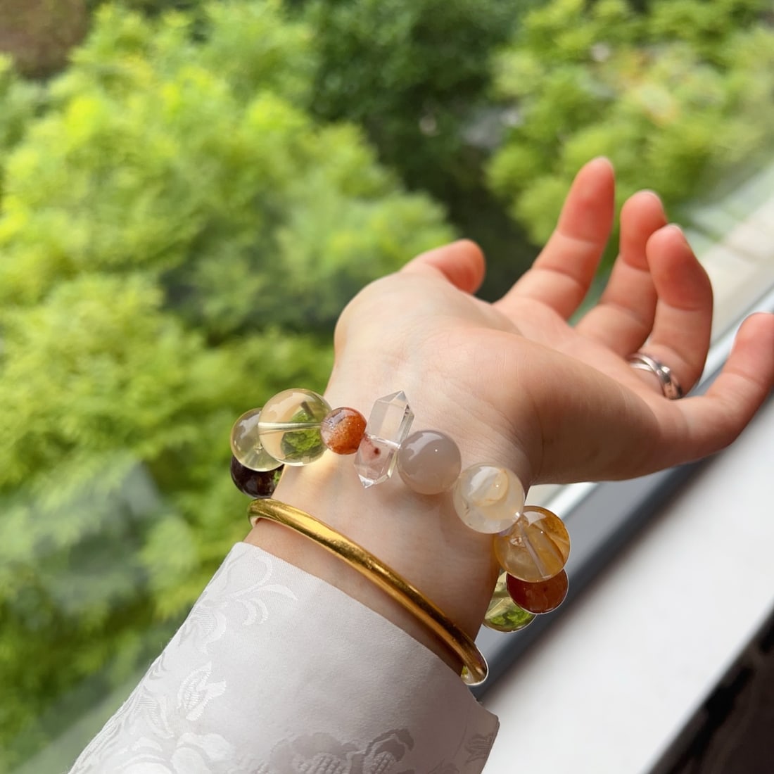 Natural Pink Phantom Multi-Gem Bracelet - 7