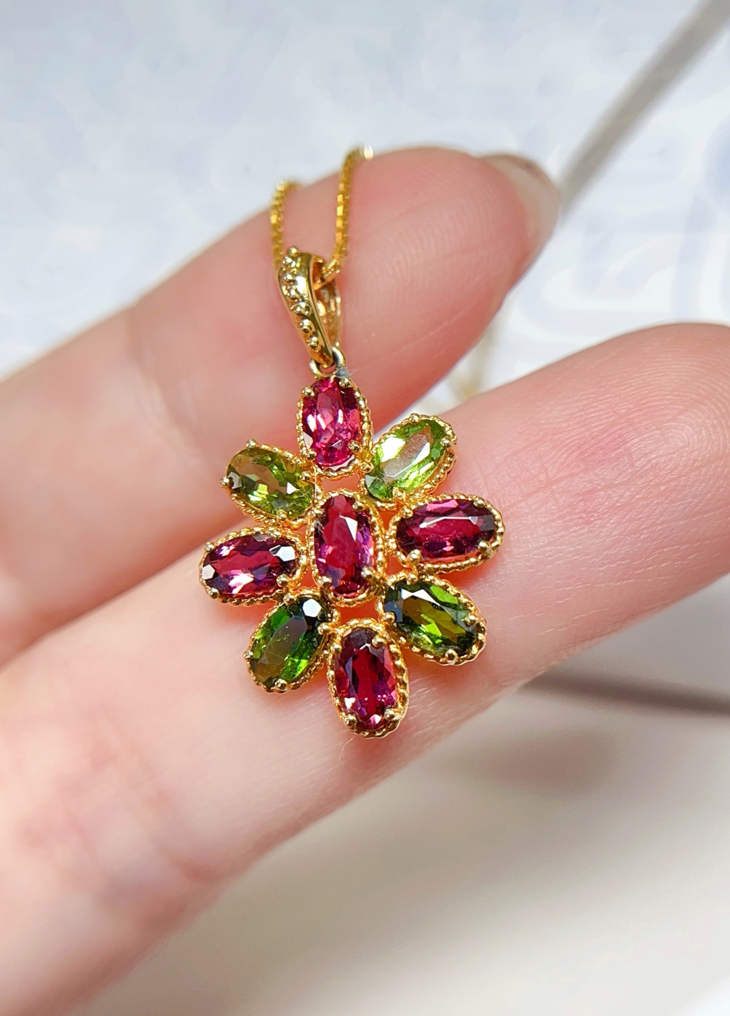 18K Gold Tourmaline Pendant - 4