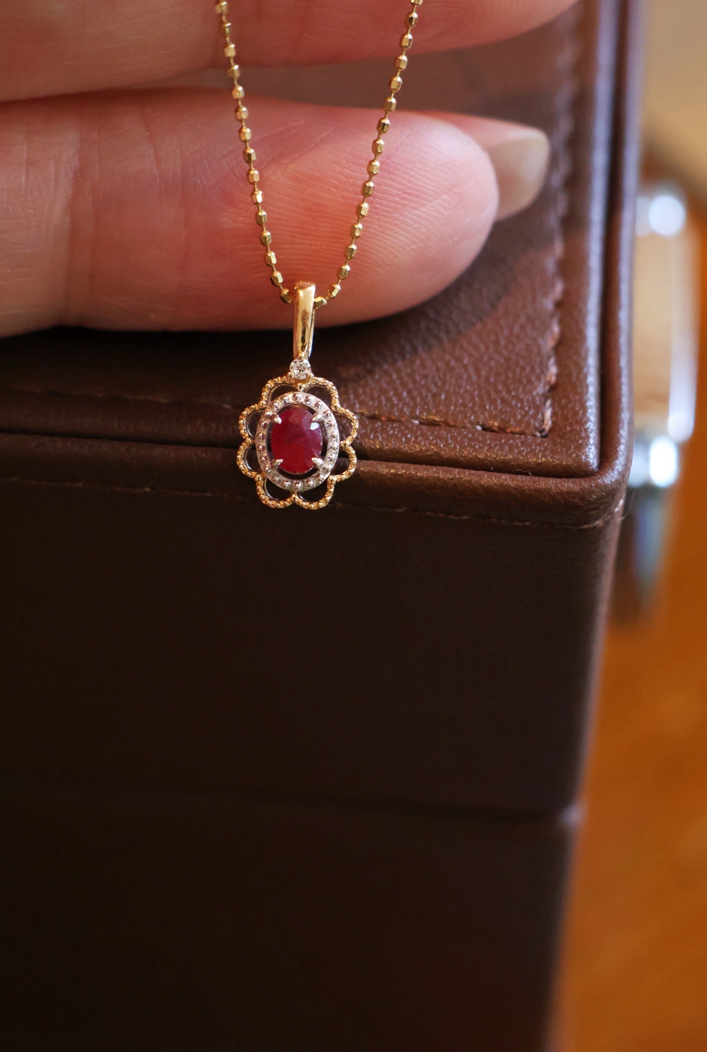18K Gold Ruby Diamond Pendant (1 of 6)