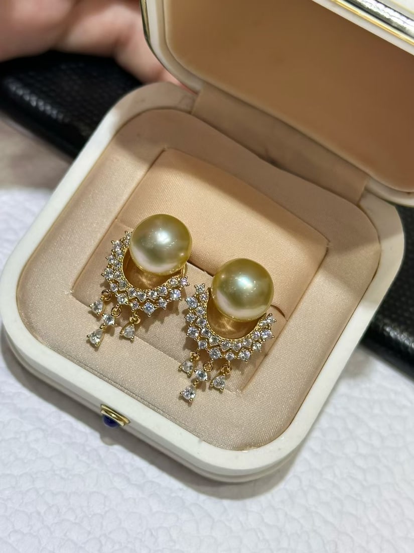 S925 Silver Natural South Sea Golden Pearl Pendant - 2