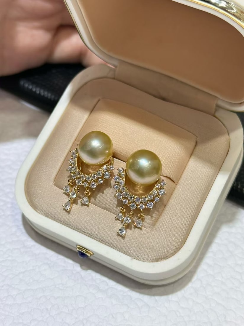 S925 Silver Natural South Sea Golden Pearl Pendant - 3