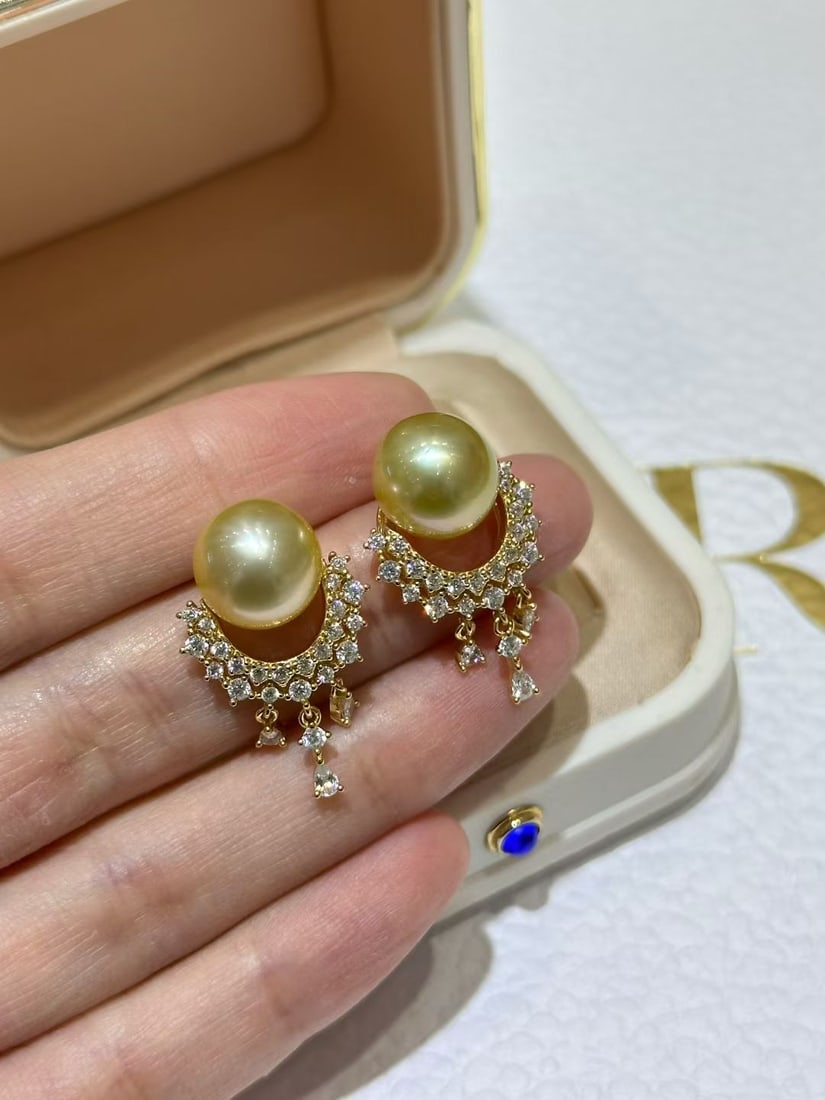 S925 Silver Natural South Sea Golden Pearl Pendant - 4
