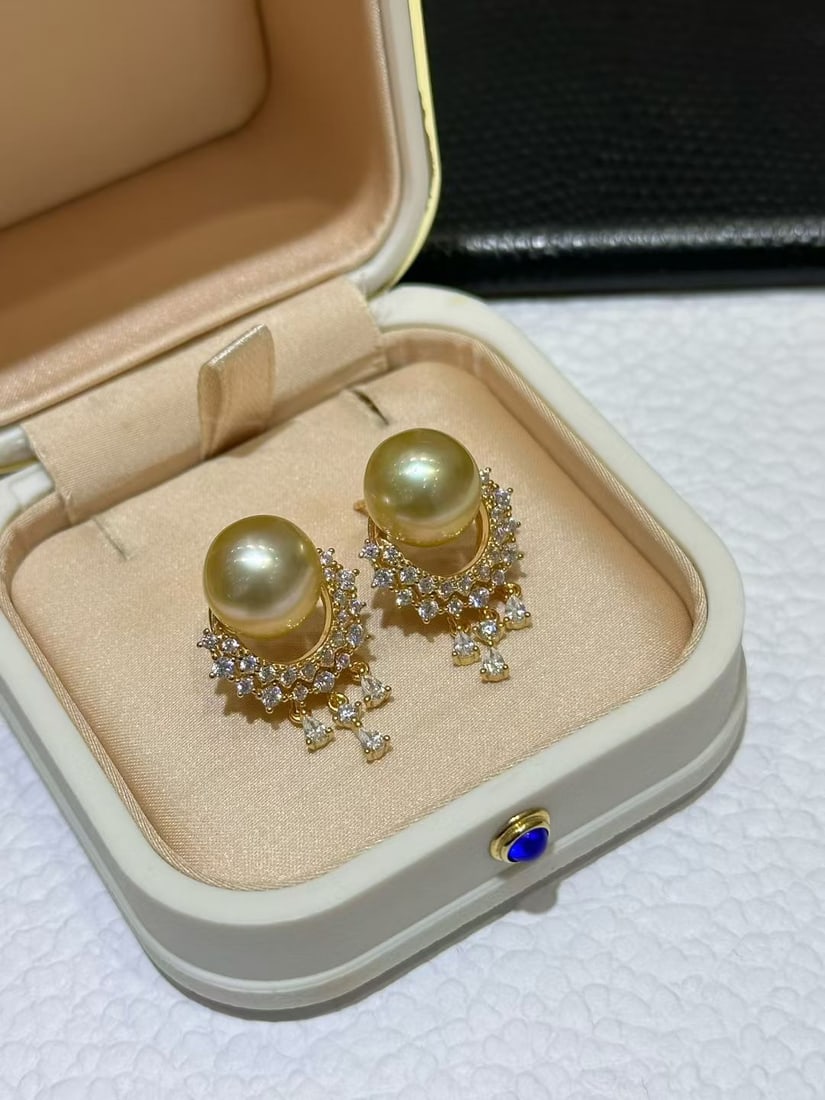 S925 Silver Natural South Sea Golden Pearl Pendant - 5