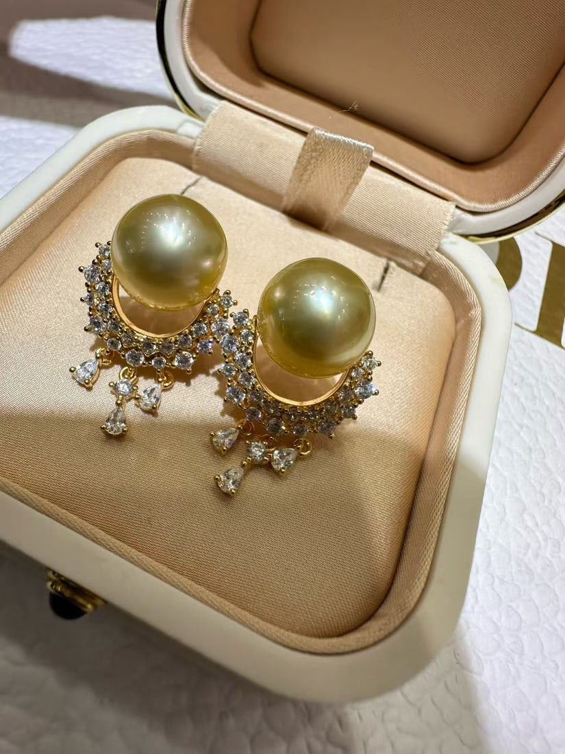 S925 Silver Natural South Sea Golden Pearl Pendant - 6