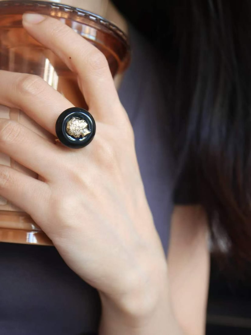 Silver Black Onyx Ring - 4