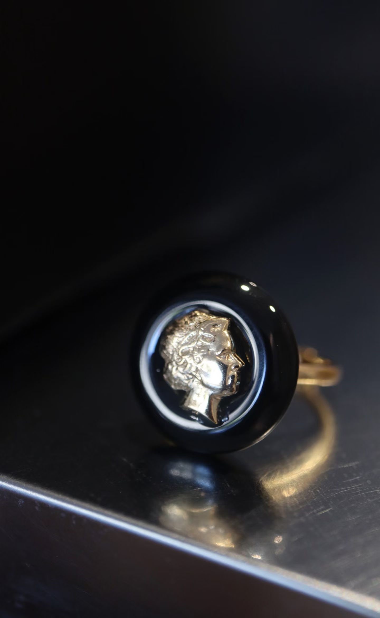Silver Black Onyx Ring - 6