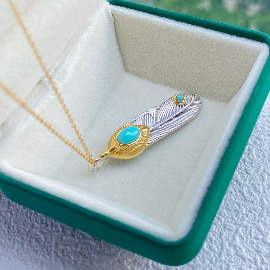 S925 Silver Natural Turquoise Pendant - 2