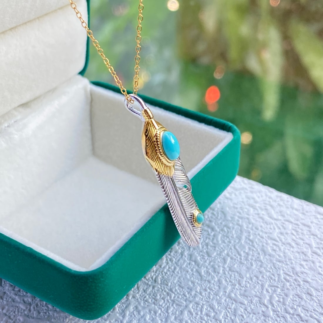 S925 Silver Natural Turquoise Pendant - 3