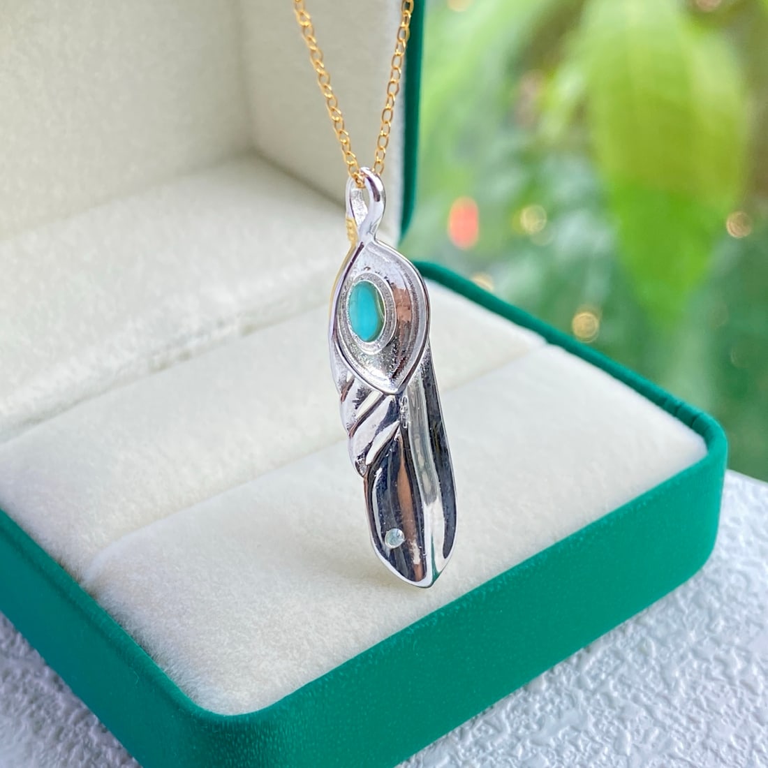S925 Silver Natural Turquoise Pendant - 4