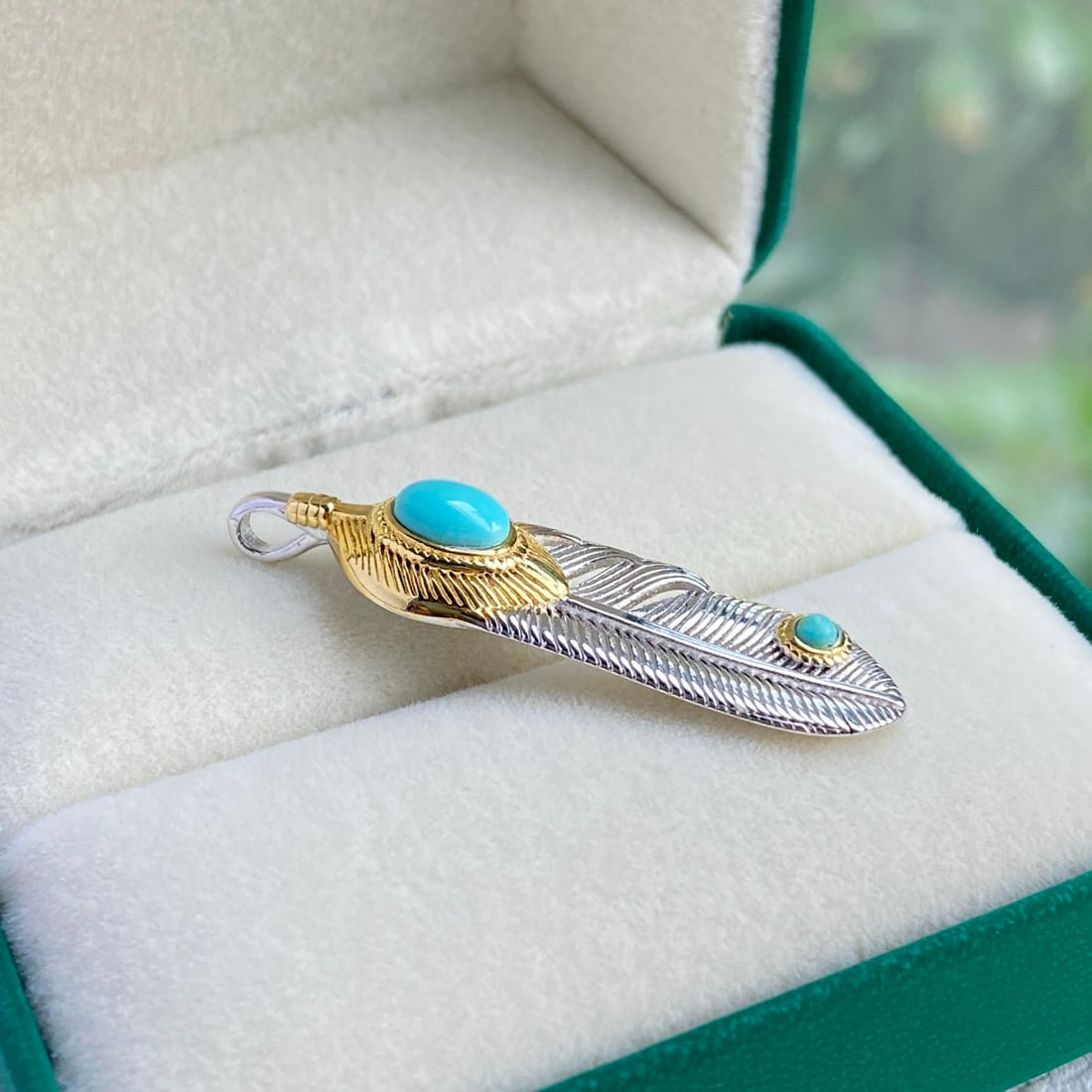 S925 Silver Natural Turquoise Pendant - 5