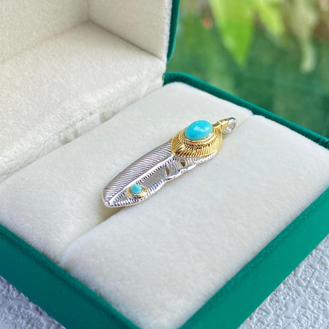 S925 Silver Natural Turquoise Pendant - 6