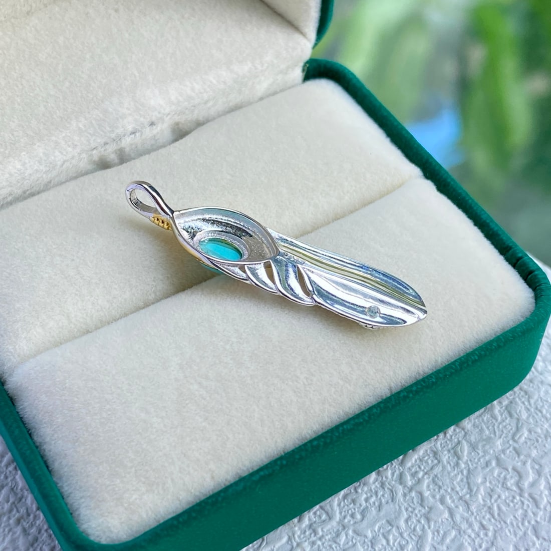 S925 Silver Natural Turquoise Pendant - 7