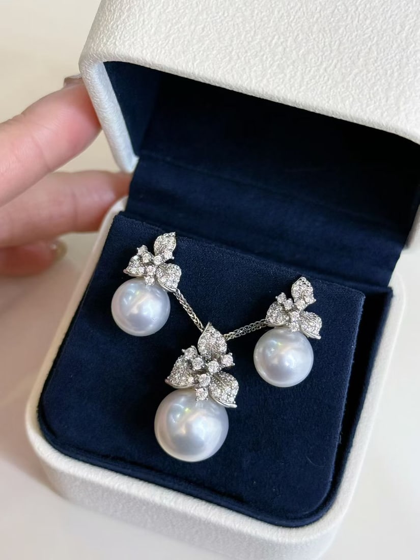 S925 Sterling Silver Set with Natural Pearls - 4