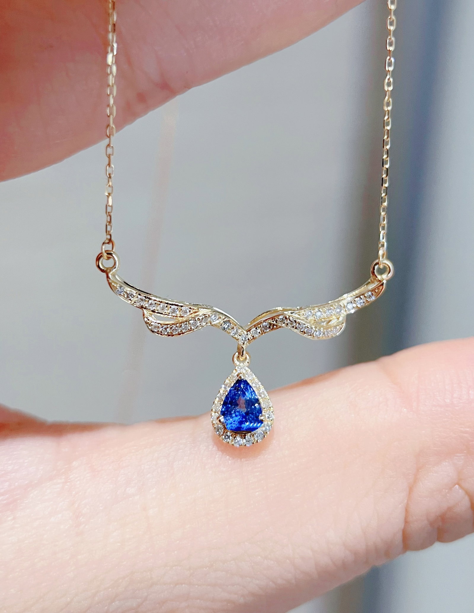 18K Gold Natural Sapphire Necklace - 3