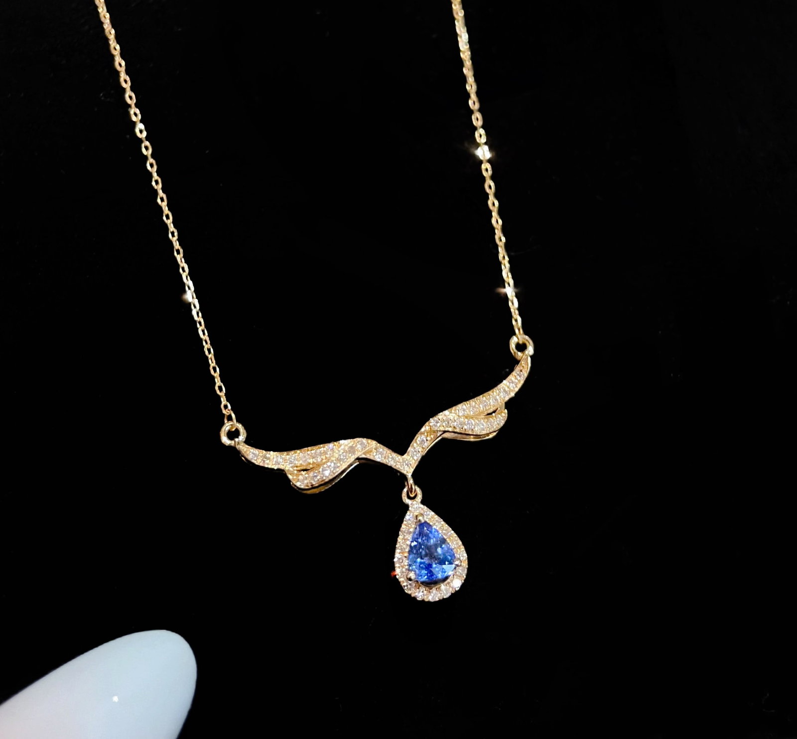 18K Gold Natural Sapphire Necklace - 6